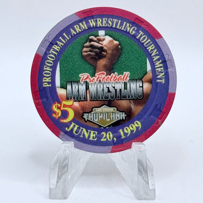 Tropicana Las Vegas Nevada 1999 'Pro Football Arm Wrestling' LE $5 Casino Chip V3553