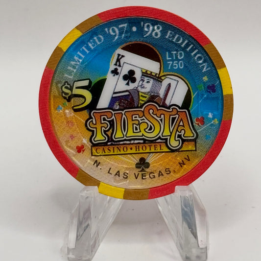 Fiesta Rancho N. Las Vegas Nevada 1998 'King of Clubs' Series 1 LE $5 Casino Chip N8248