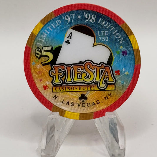 Fiesta Rancho N. Las Vegas Nevada 1998 'Ace of Clubs' Series 1 LE $5 Casino Chip N8249