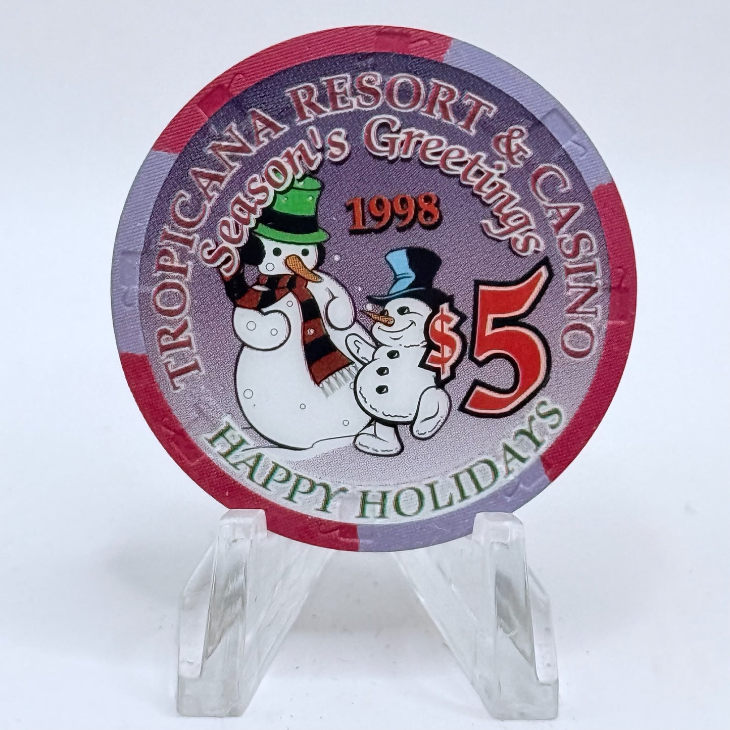 Tropicana Las Vegas Nevada 1998 'Season's Greetings' LE $5 Casino Chip V3545