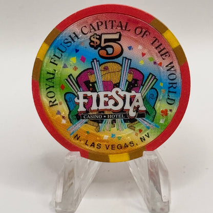 Fiesta Rancho N. Las Vegas Nevada 1998 'Royal Flush of Diamonds' Series 6 LE $5 Casino Chip N8250