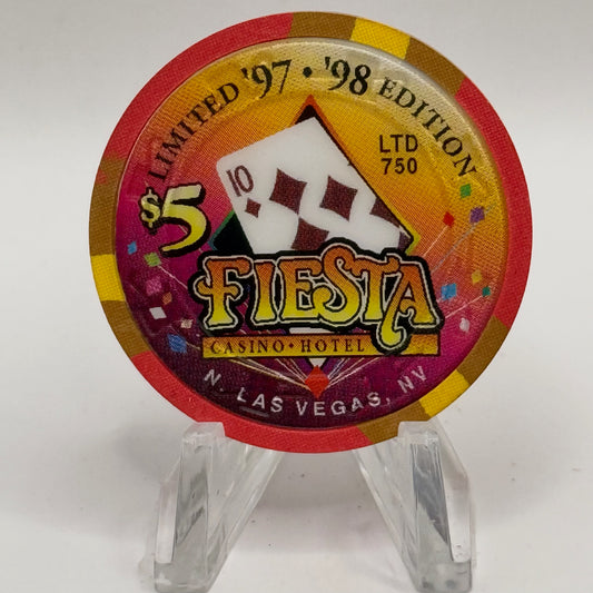 Fiesta Rancho N. Las Vegas Nevada 1997 'Ten of Diamonds' Series 6 LE $5 Casino Chip N8251