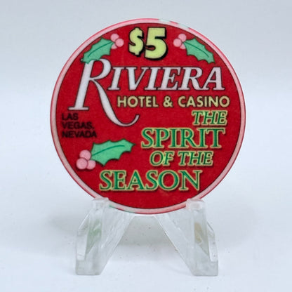 Riviera Las Vegas Nevada 1999 'Spirit Of The Season' LE $5 Casino Chip V5412