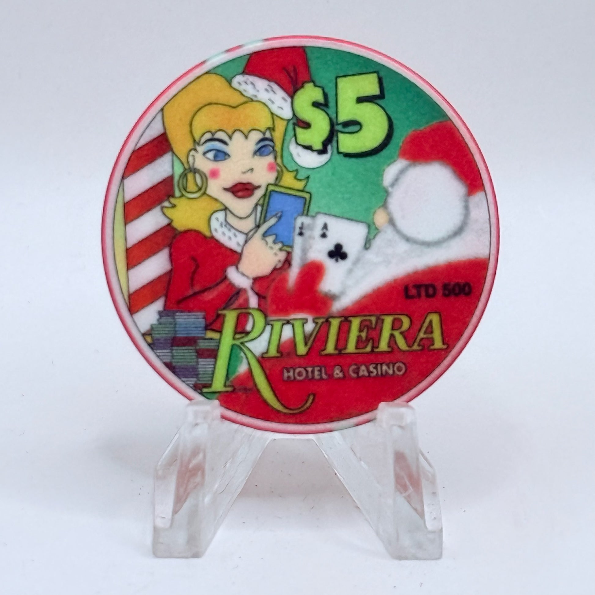 Riviera Las Vegas Nevada 1999 'Spirit Of The Season' LE $5 Casino Chip V5412
