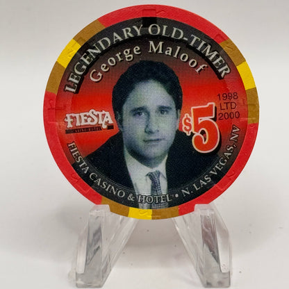 Fiesta Rancho N. Las Vegas Nevada 1998 'Legendary Old Timer George Maloof' LE $5 Casino Chip V2423