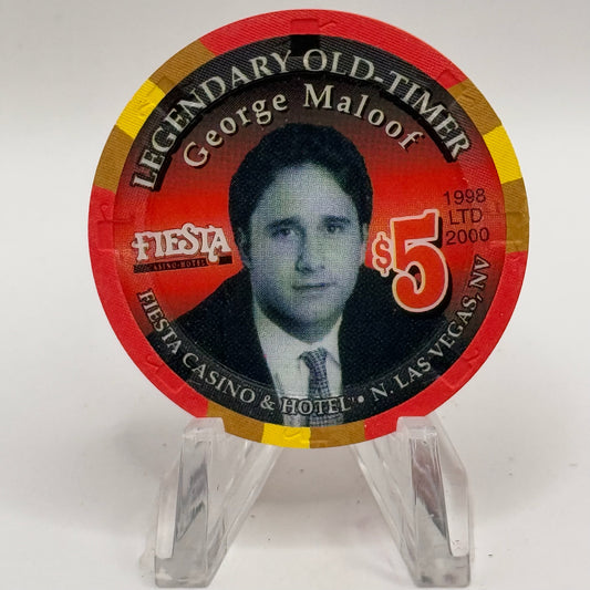 Fiesta Rancho N. Las Vegas Nevada 1998 'Legendary Old Timer George Maloof' LE $5 Casino Chip V2423