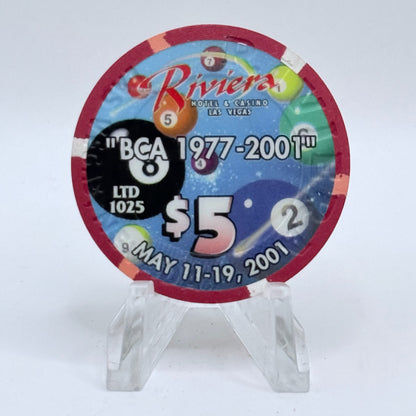 Riviera Las Vegas Nevada 2001 'Billard Congress' LE $5 Casino Chip V9639