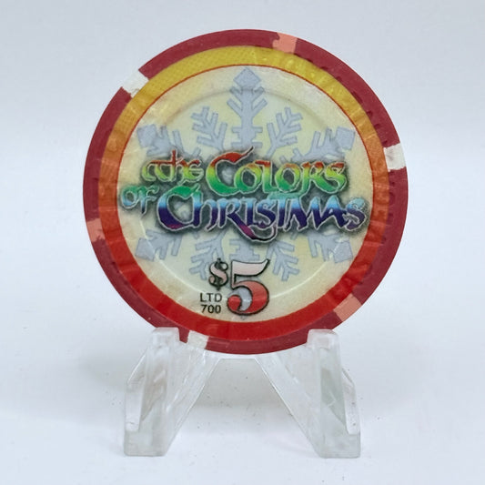 Riviera Las Vegas Nevada 2001 'Colors Of Christmas' LE $5 Casino Chip V9642