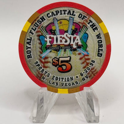 Fiesta Rancho N. Las Vegas Nevada 1998 'Sports Edition - Ron Swoboda' LE $5 Casino Chip N9642