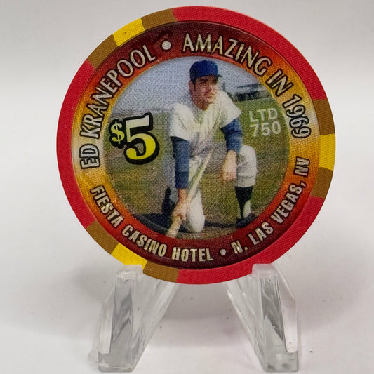 Fiesta Rancho N. Las Vegas Nevada 1998 'Sports Edition - Ed Kranepool' LE $5 Casino Chip N9636