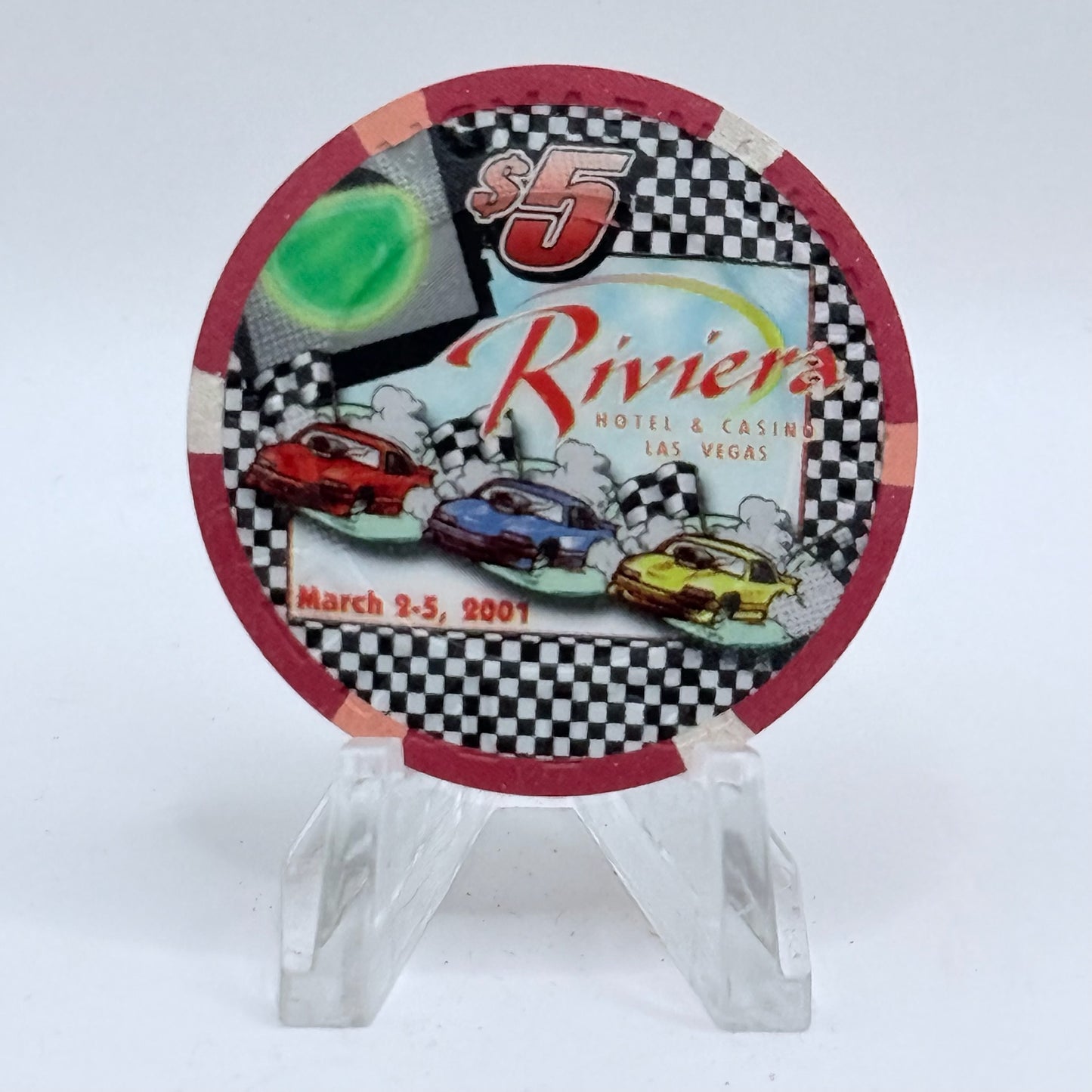 Riviera Las Vegas Nevada 2001 'Riviera Race Weekend' LE $5 Casino Chip V7489