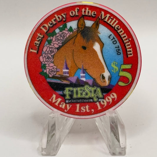 Fiesta Rancho N. Las Vegas Nevada 1999 'Last Derby of the Millennium' LE $5 Casino Chip V2418