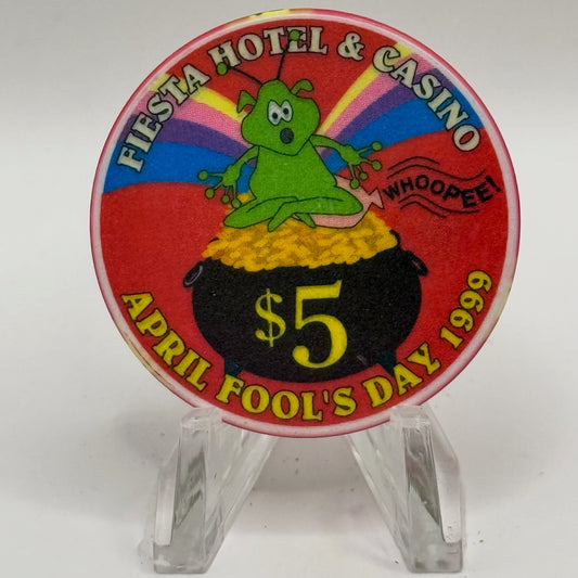 Fiesta Rancho N. Las Vegas Nevada 1999 'April Fools Day' LE $5 Casino Chip V2420