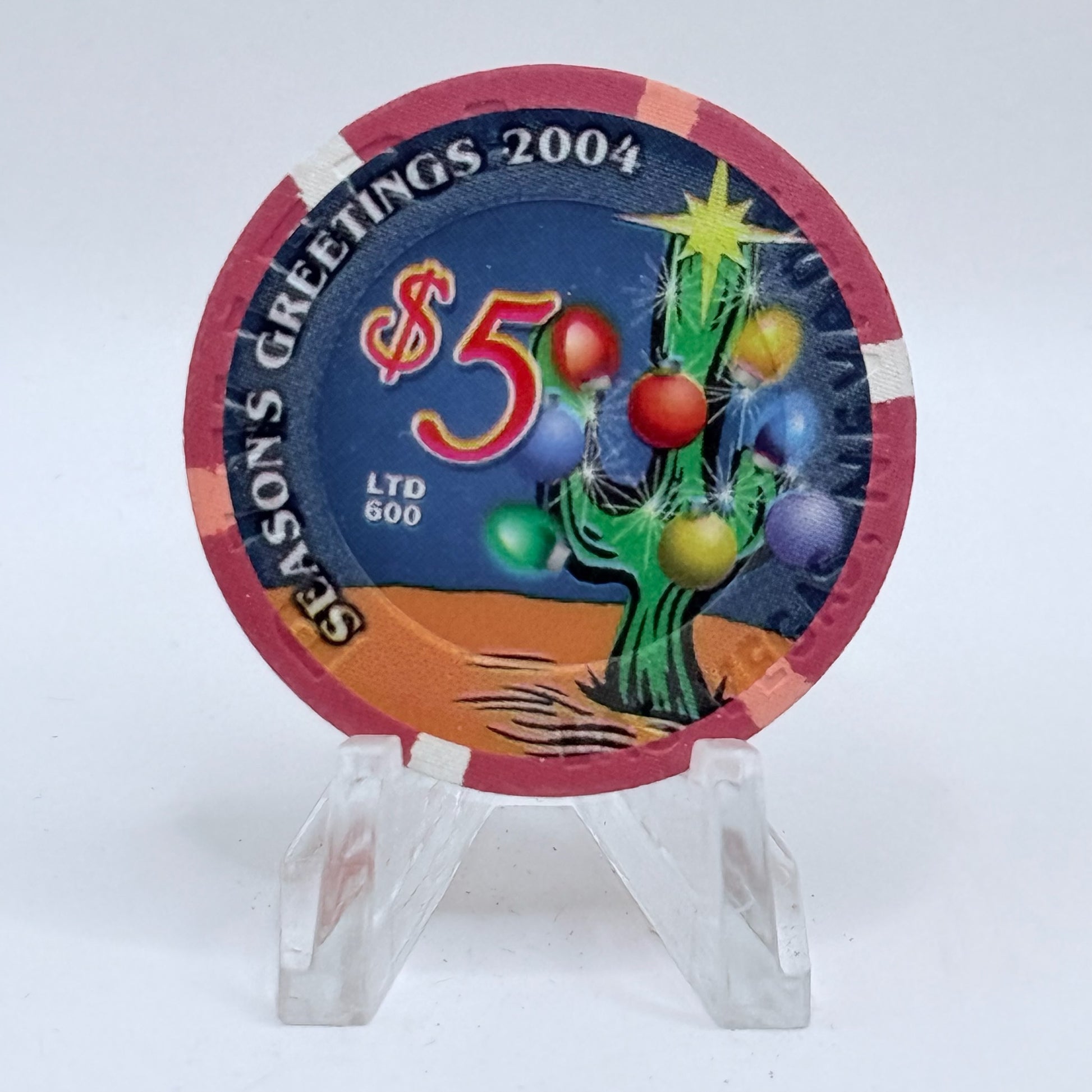 Riviera Las Vegas Nevada 2004 'Season's Greetings' LE $5 Casino Chip V6575