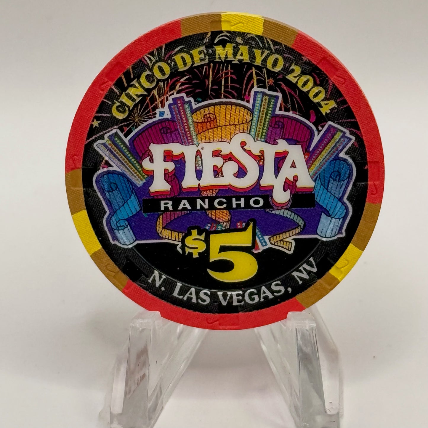 Fiesta Rancho N. Las Vegas Nevada 2004 'Cinco De Mayo' LE $5 Casino Chip E3248