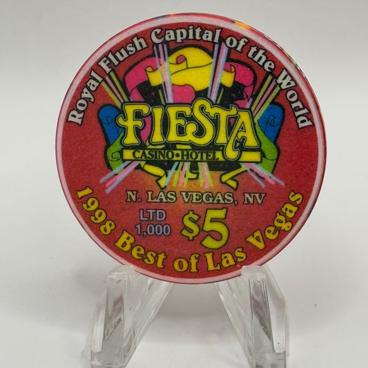Fiesta Rancho N. Las Vegas Nevada 1998 'Best Paycheck Cashing' LE $5 Casino Chip V2414