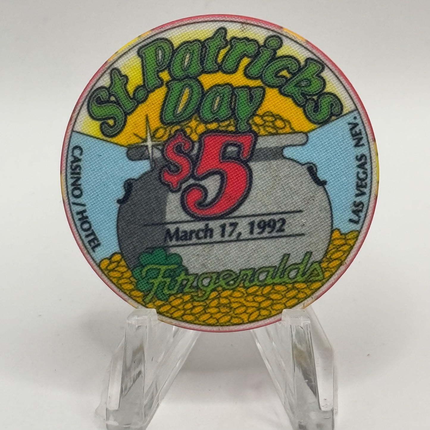 Fitzgeralds (Fitz) Las Vegas Nevada 1992 'St Patrick's Day' LE $5 Casino Chip N6108