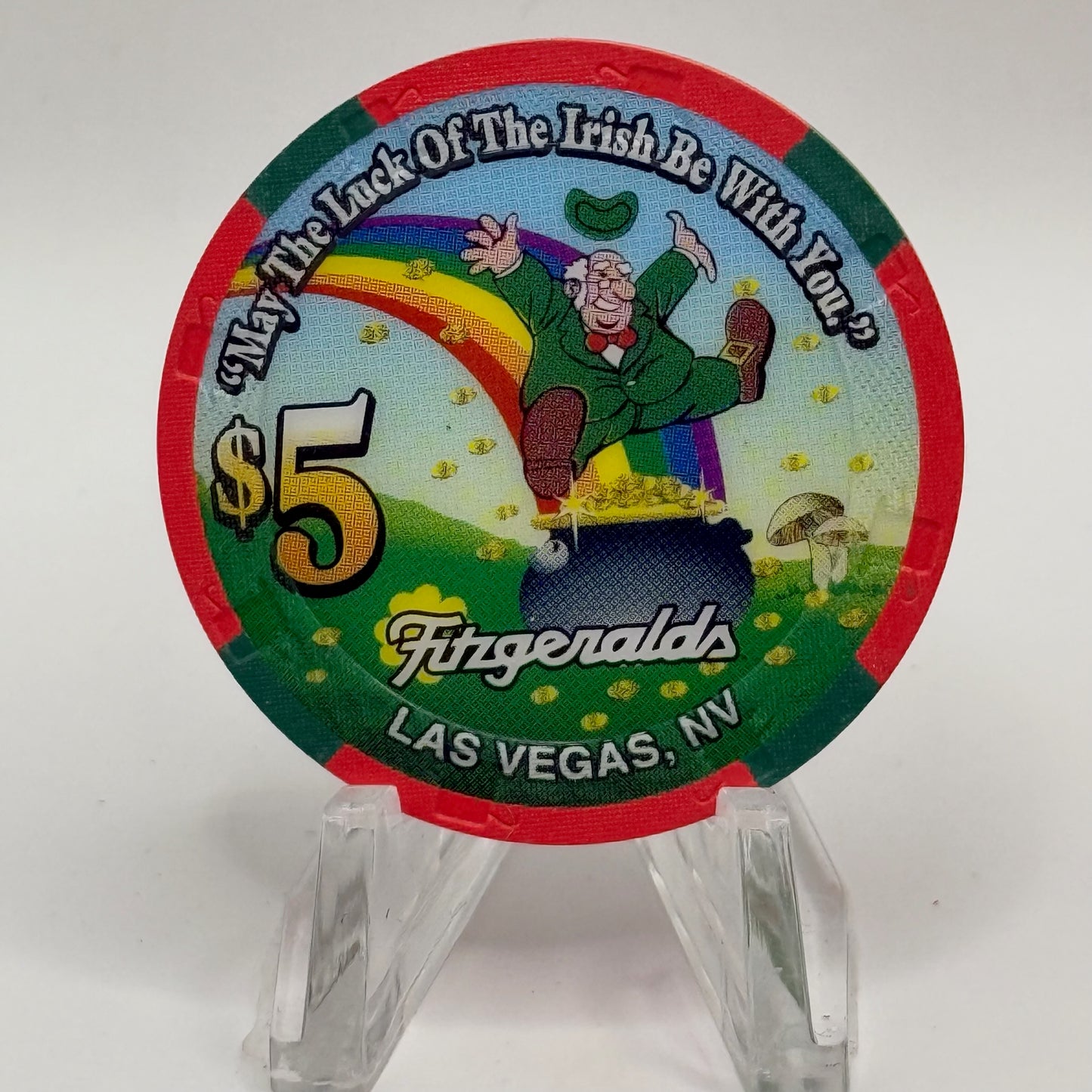 Fitzgeralds (Fitz) Las Vegas Nevada 2000 'May the Luck of the Irish be with You' LE $5 Casino Chip V7208