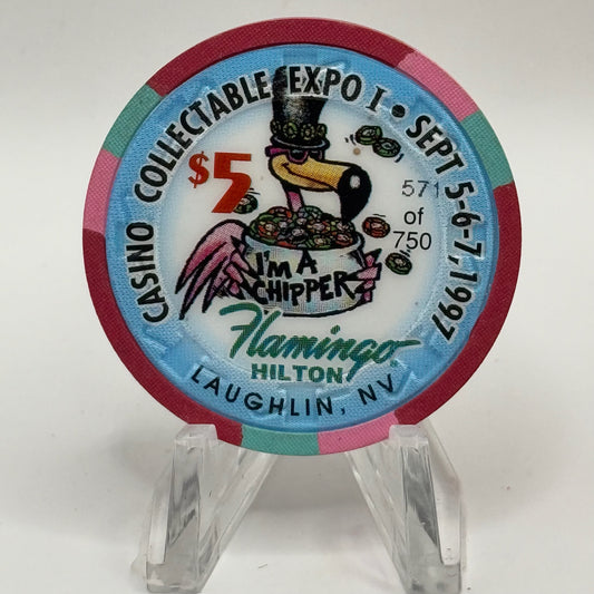 Flamingo Hilton Laughlin Nevada 1997 'Labor Day' LE $5 Casino Chip N9692