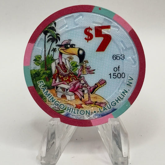 Flamingo Hilton Laughlin Nevada 1997 'Beach Chair' Series 5 LE $5 Casino Chip N9693