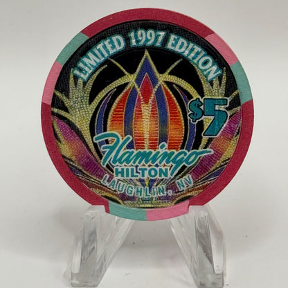 Flamingo Hilton Laughlin Nevada 1997 'Beach Chair' Series 5 LE $5 Casino Chip N9693
