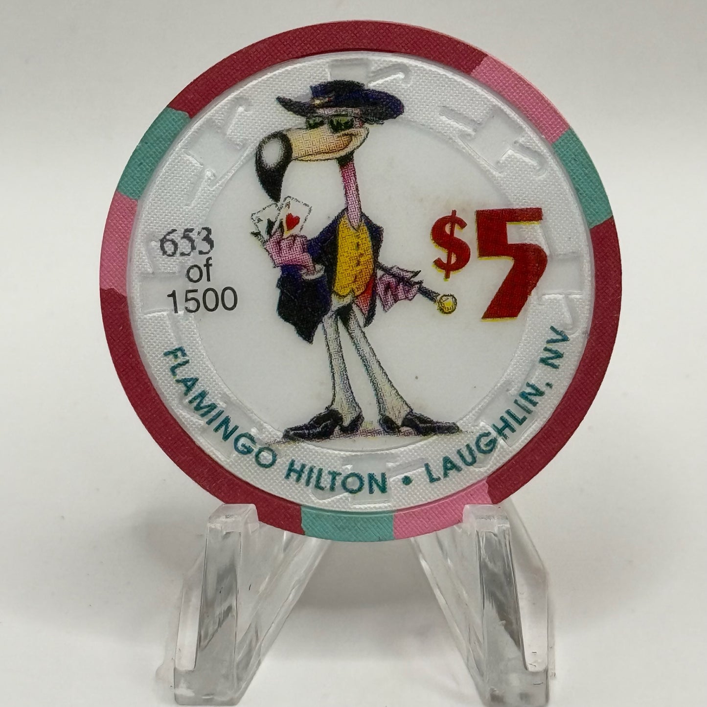 Flamingo Hilton Laughlin Nevada 1997 'Gambler' Series 5 LE $5 Casino Chip N9696