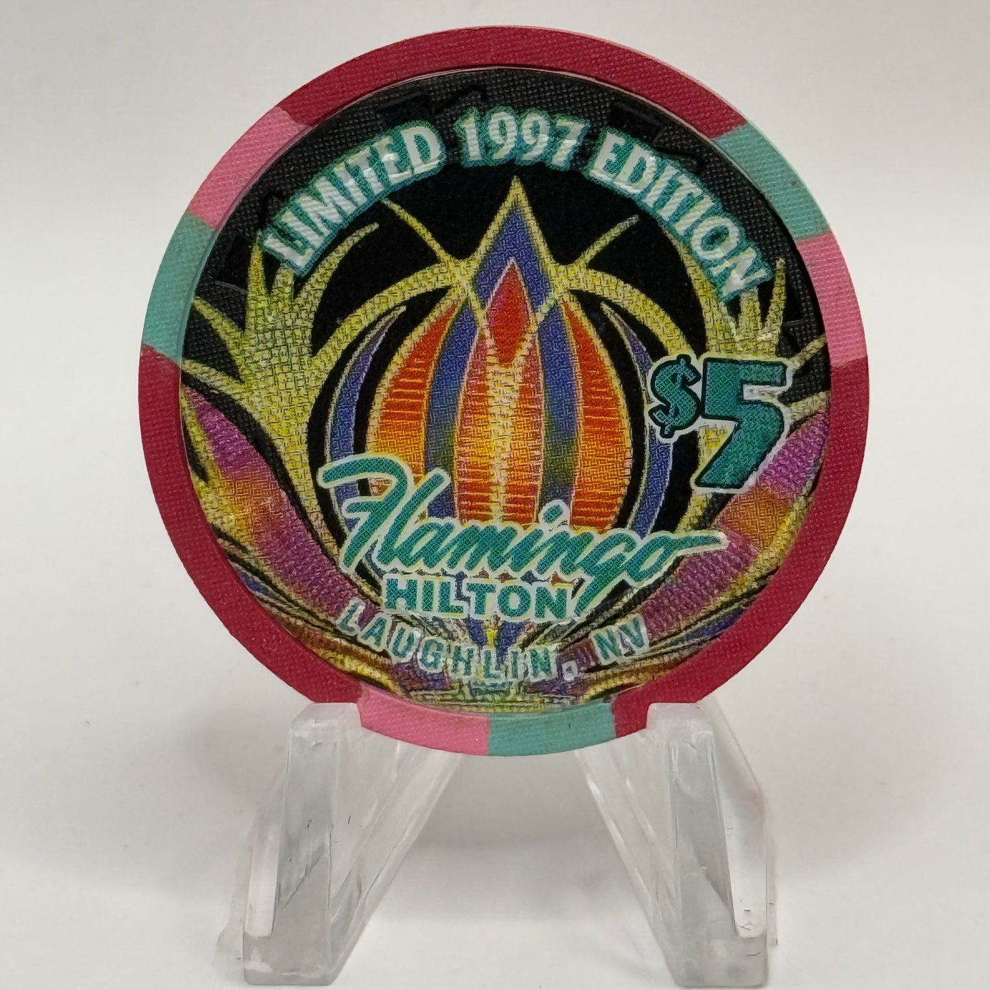 Flamingo Hilton Laughlin Nevada 1997 'Gambler' Series 5 LE $5 Casino Chip N9696