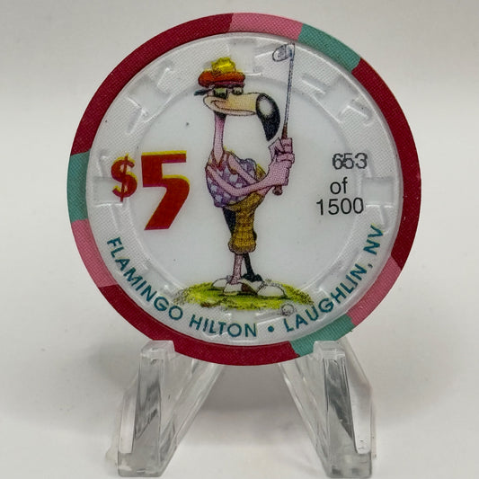 Flamingo Hilton Laughlin Nevada 1997 'Golfer' Series 5 LE $5 Casino Chip N9697