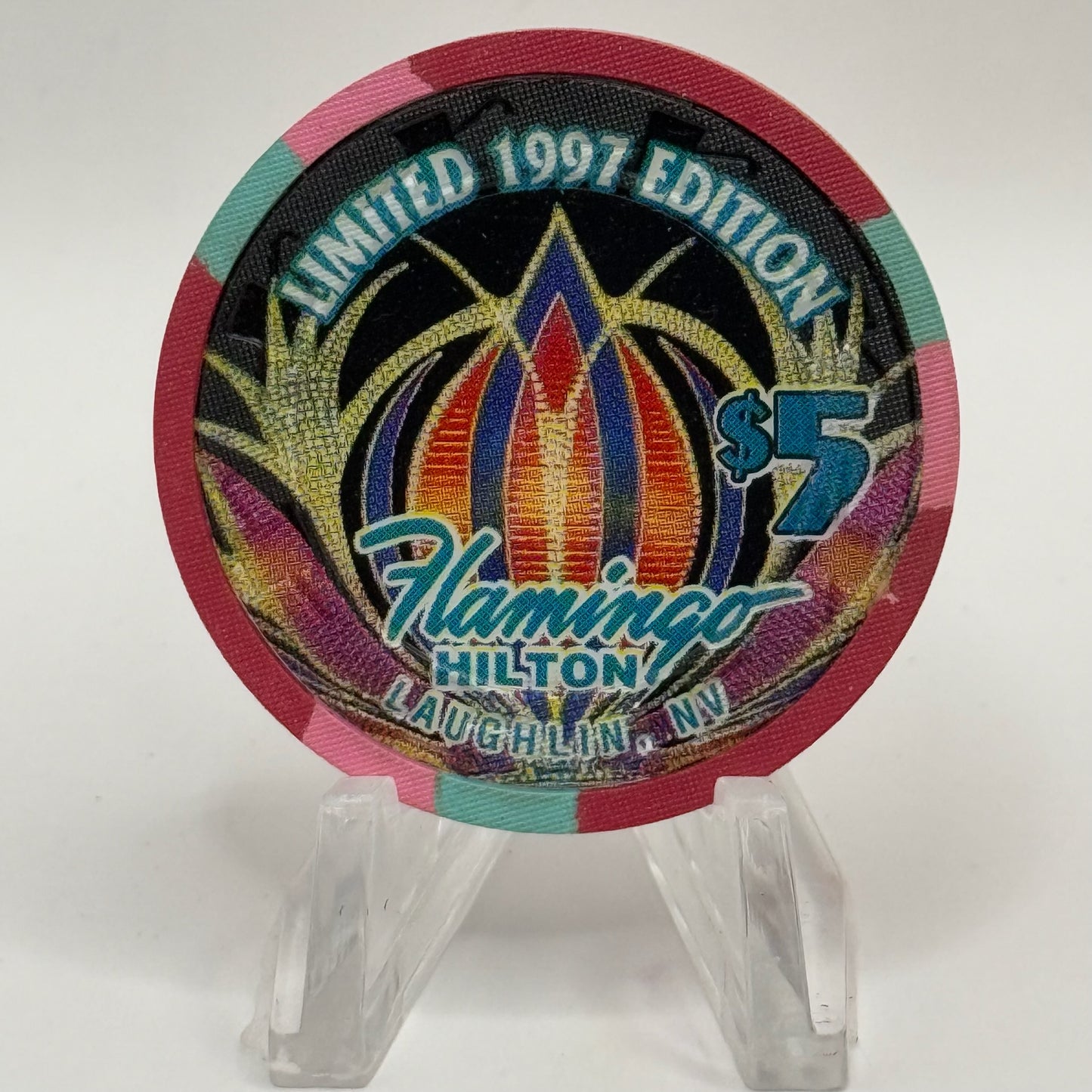 Flamingo Hilton Laughlin Nevada 1997 'Golfer' Series 5 LE $5 Casino Chip N9697