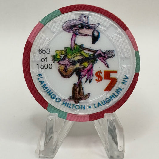 Flamingo Hilton Laughlin Nevada 1997 'Guitar' Series 5 LE $5 Casino Chip N9698