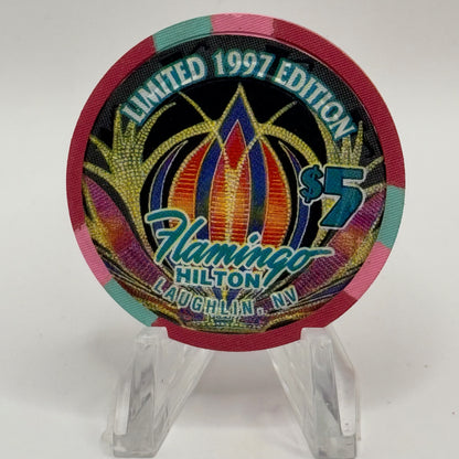 Flamingo Hilton Laughlin Nevada 1997 'Guitar' Series 5 LE $5 Casino Chip N9698