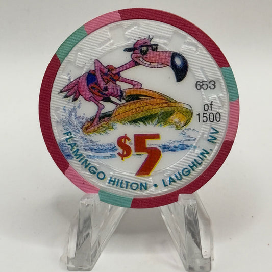 Flamingo Hilton Laughlin Nevada 1997 'Jet Ski' Series 5 LE $5 Casino Chip N9699