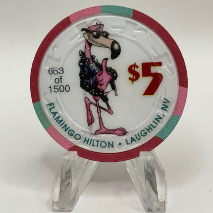 Flamingo Hilton Laughlin Nevada 1997 'Leather Jacket' Series 5 LE $5 Casino Chip N9700