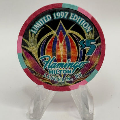 Flamingo Hilton Laughlin Nevada 1997 'Leather Jacket' Series 5 LE $5 Casino Chip N9700