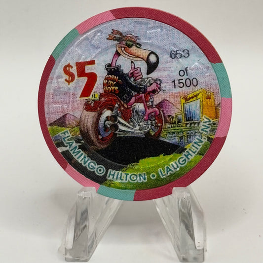 Flamingo Hilton Laughlin Nevada 1997 'Motorcycle' Series 5 LE $5 Casino Chip N9701