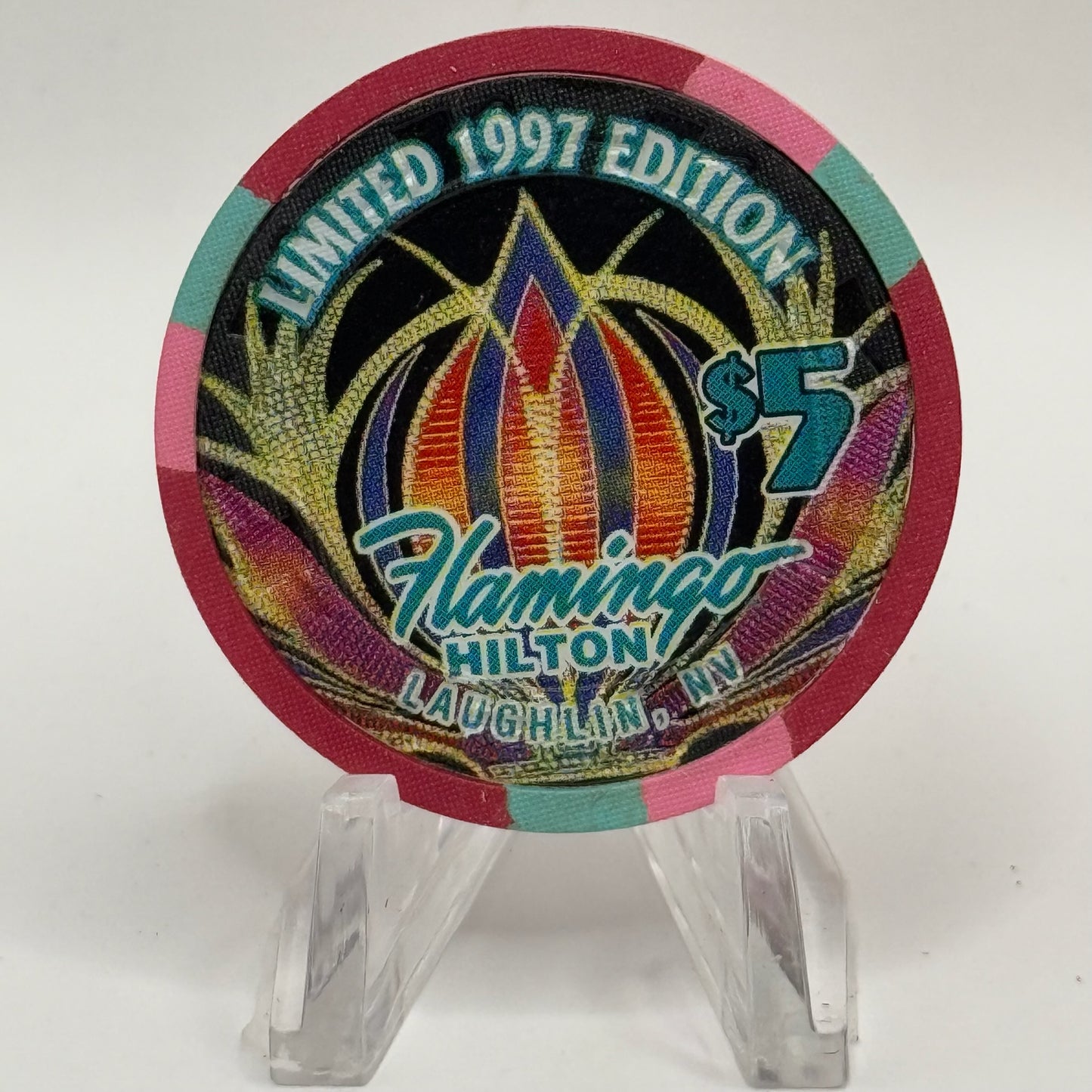 Flamingo Hilton Laughlin Nevada 1997 'Motorcycle' Series 5 LE $5 Casino Chip N9701