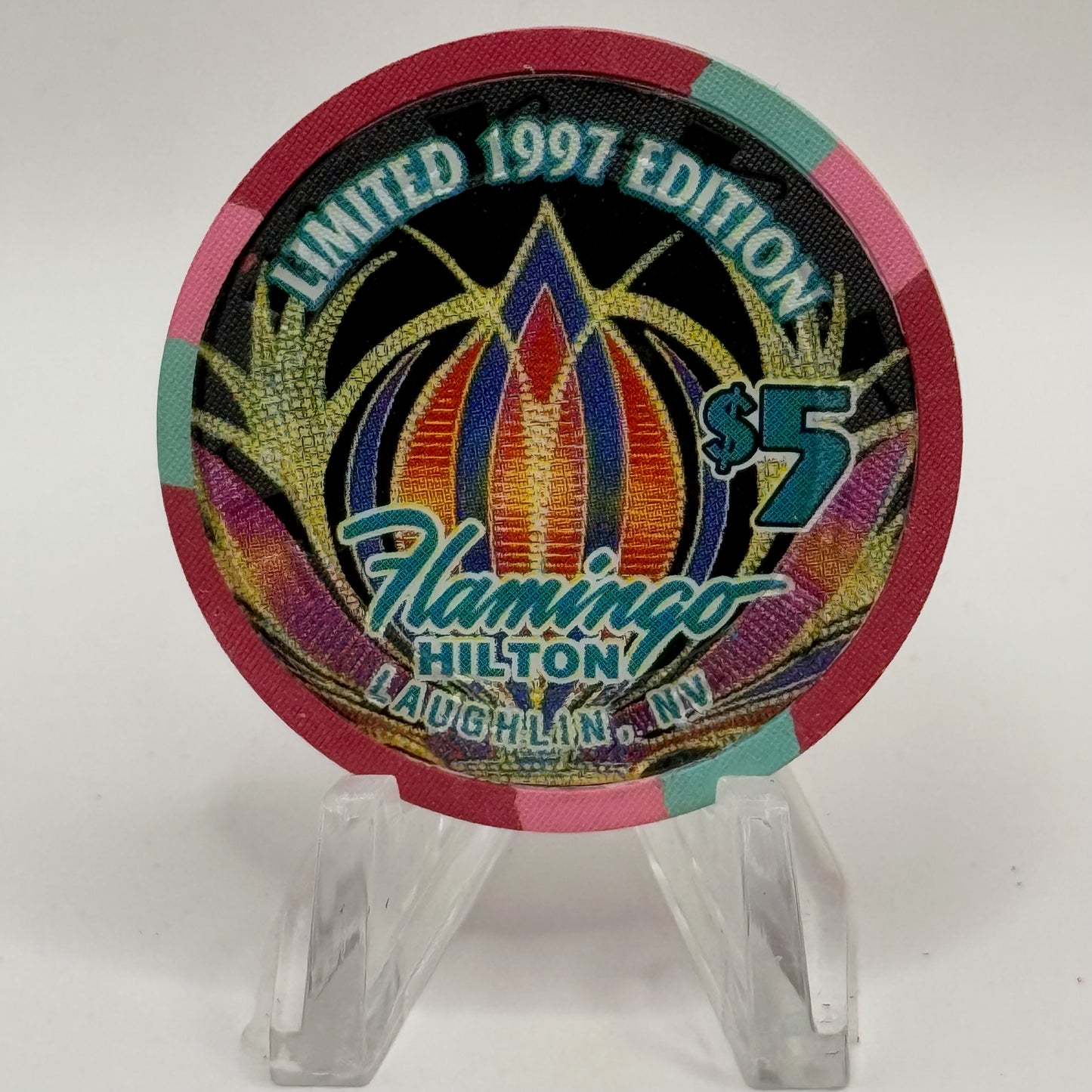 Flamingo Hilton Laughlin Nevada 1997 'Pie' Series 5 LE $5 Casino Chip N9702
