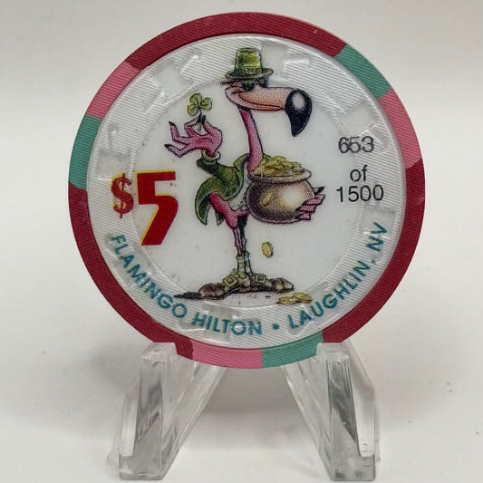 Flamingo Hilton Laughlin Nevada 1997 'Pot of Gold' Series 5 LE $5 Casino Chip N9703