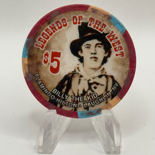 Flamingo Hilton Laughlin Nevada 1996 'Legends of the West - Billy The Kid' Series 8 LE $5 Casino Chip N8281