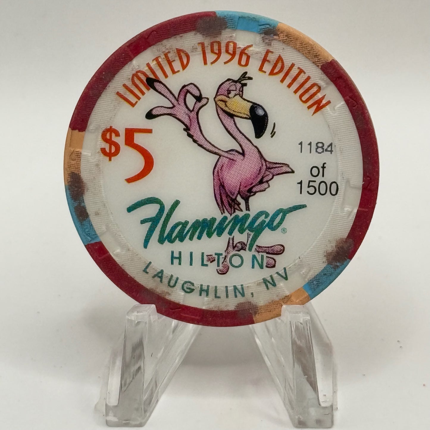 Flamingo Hilton Laughlin Nevada 1996 'Legends of the West - Billy The Kid' Series 8 LE $5 Casino Chip N8281