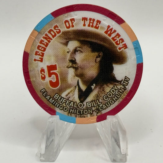 Flamingo Hilton Laughlin Nevada 1996 'Legends of the West - Buffalo Bill Cody' Series 8 LE $5 Casino Chip N8284