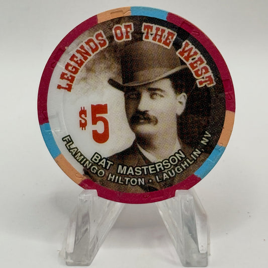 Flamingo Hilton Laughlin Nevada 1996 'Legends of the West - Bat Masterson' Series 8 LE $5 Casino Chip N8290