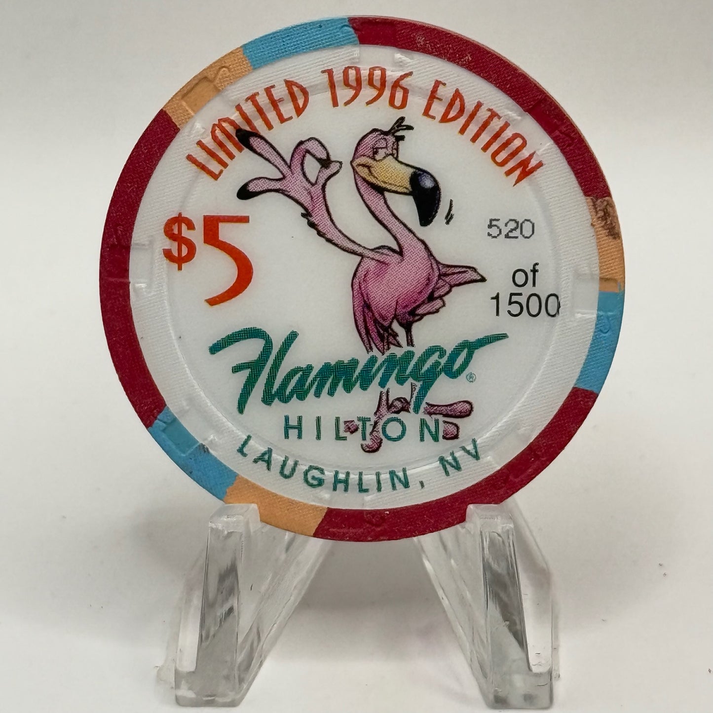 Flamingo Hilton Laughlin Nevada 1996 'Legends of the West - Jesse James' Series 8 LE $5 Casino Chip N8285