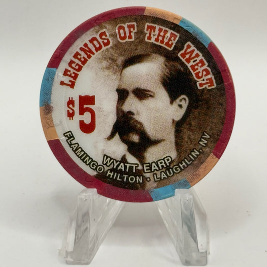 Flamingo Hilton Laughlin Nevada 1996 'Legends of the West - Wyatt Earp' Series 8 LE $5 Casino Chip N8287