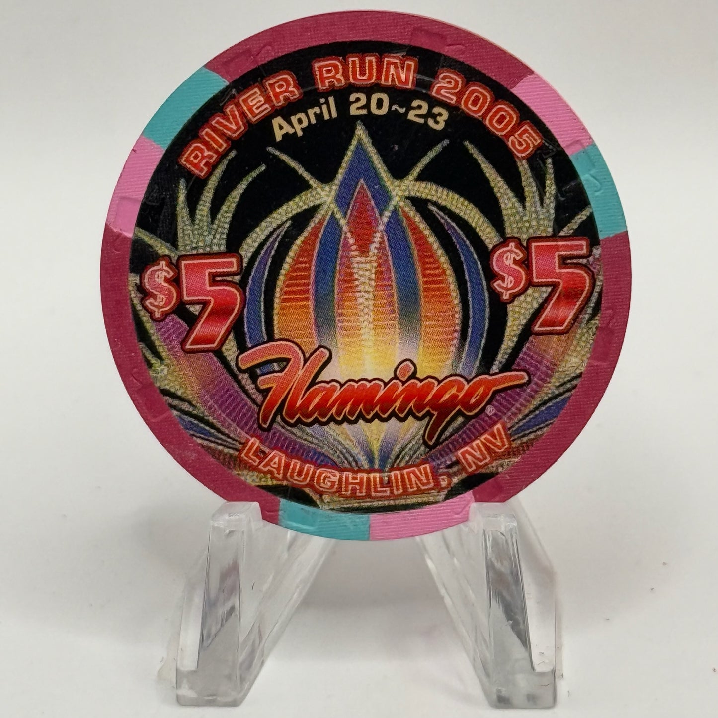 Flamingo Laughlin Nevada 2005 'River Run' LE $5 Casino Chip E4548