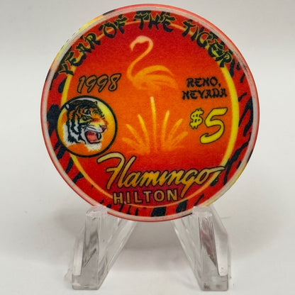 Flamingo Hilton Reno Nevada 1998 'Chinese New Year - Year Of The Tiger' LE $5 Casino Chip N9732