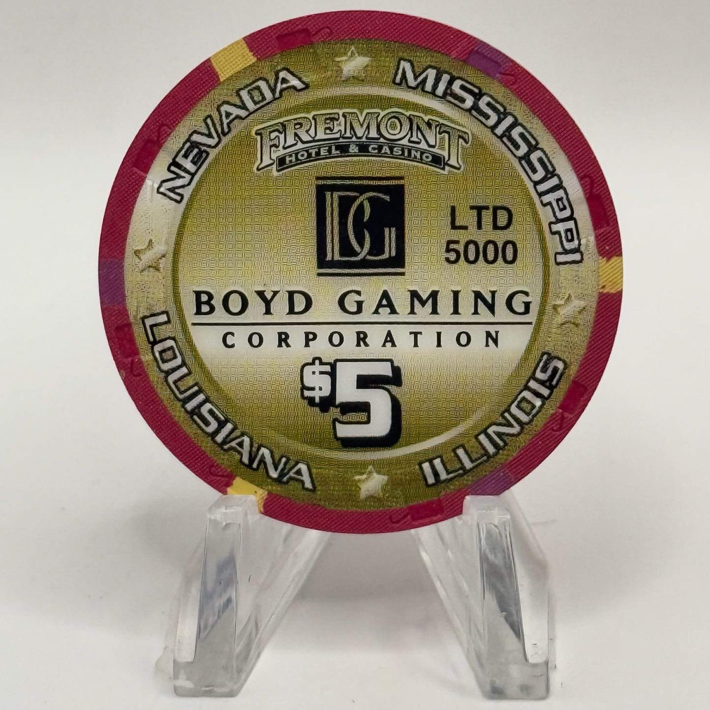 Fremont Las Vegas Nevada 1999 'Millennium' LE $5 Casino Chip V4275