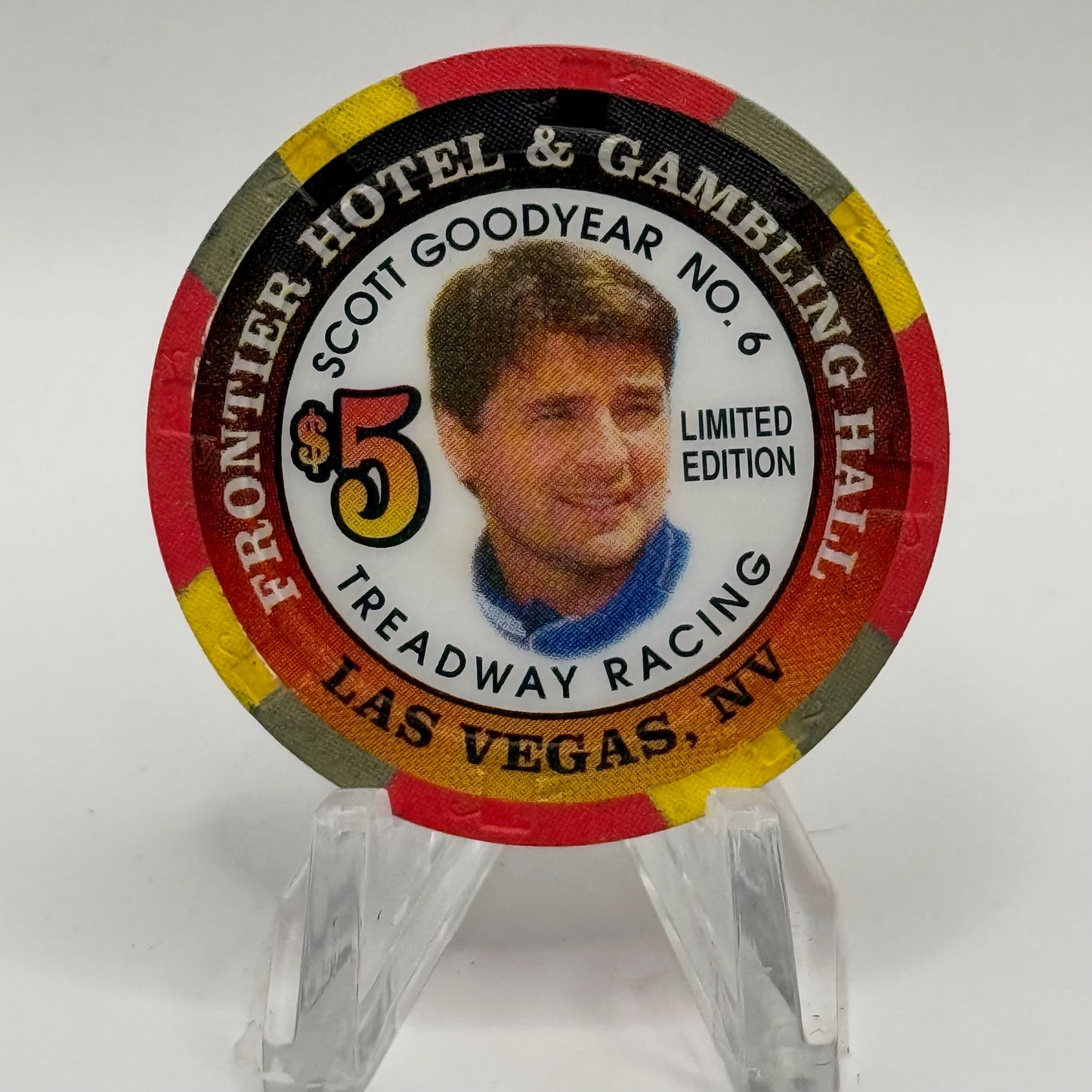 Frontier Hotel Las Vegas Nevada 1997 'Scott Goodyear' LE $5 Casino Chip N9761