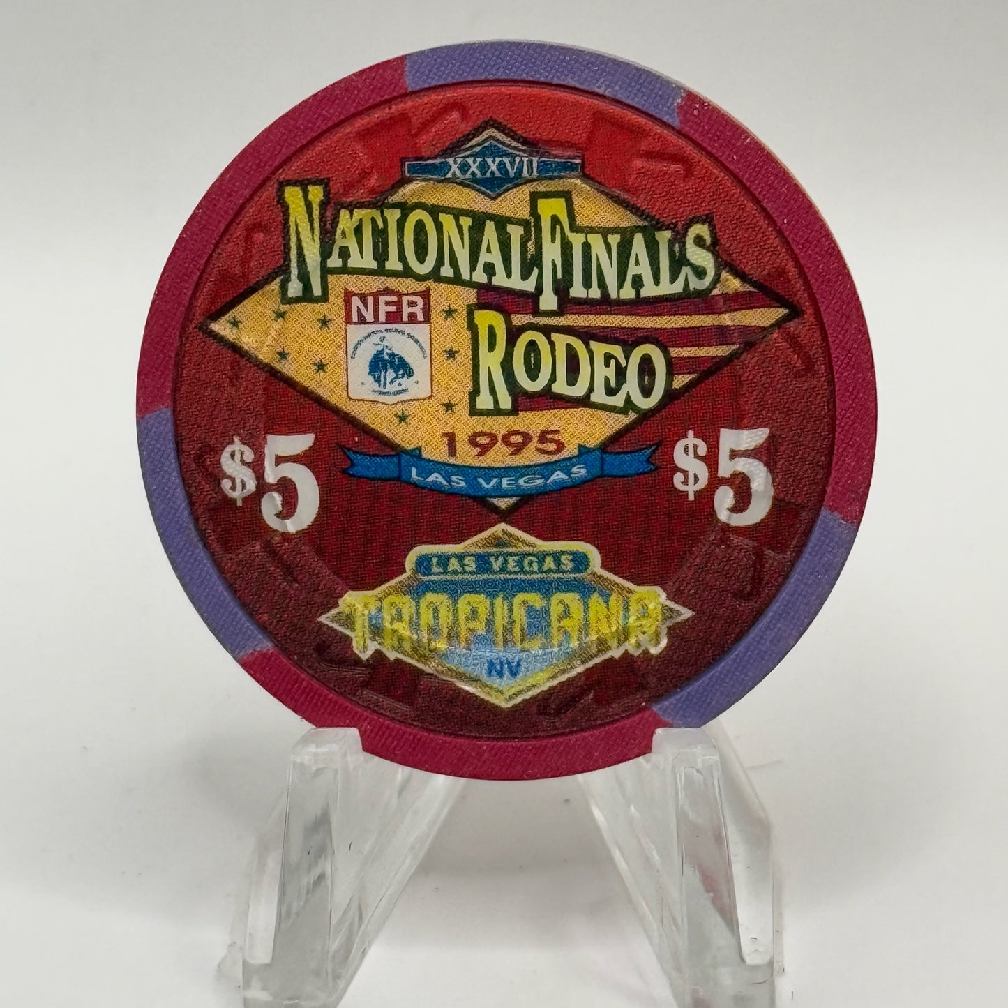 Tropicana Las Vegas Nevada 1995 'NFR Rodeo' LE $5 Casino Chip N1344