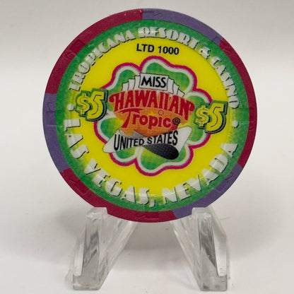 Tropicana Las Vegas Nevada 1999 'Miss Hawaiian Tropic' LE $5 Casino Chip V5859